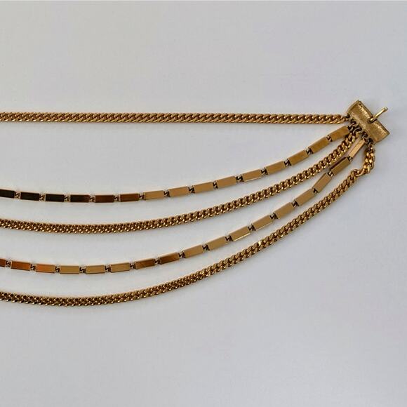 Vintage MONET gold multi strand chain choker - Picture 2 of 4